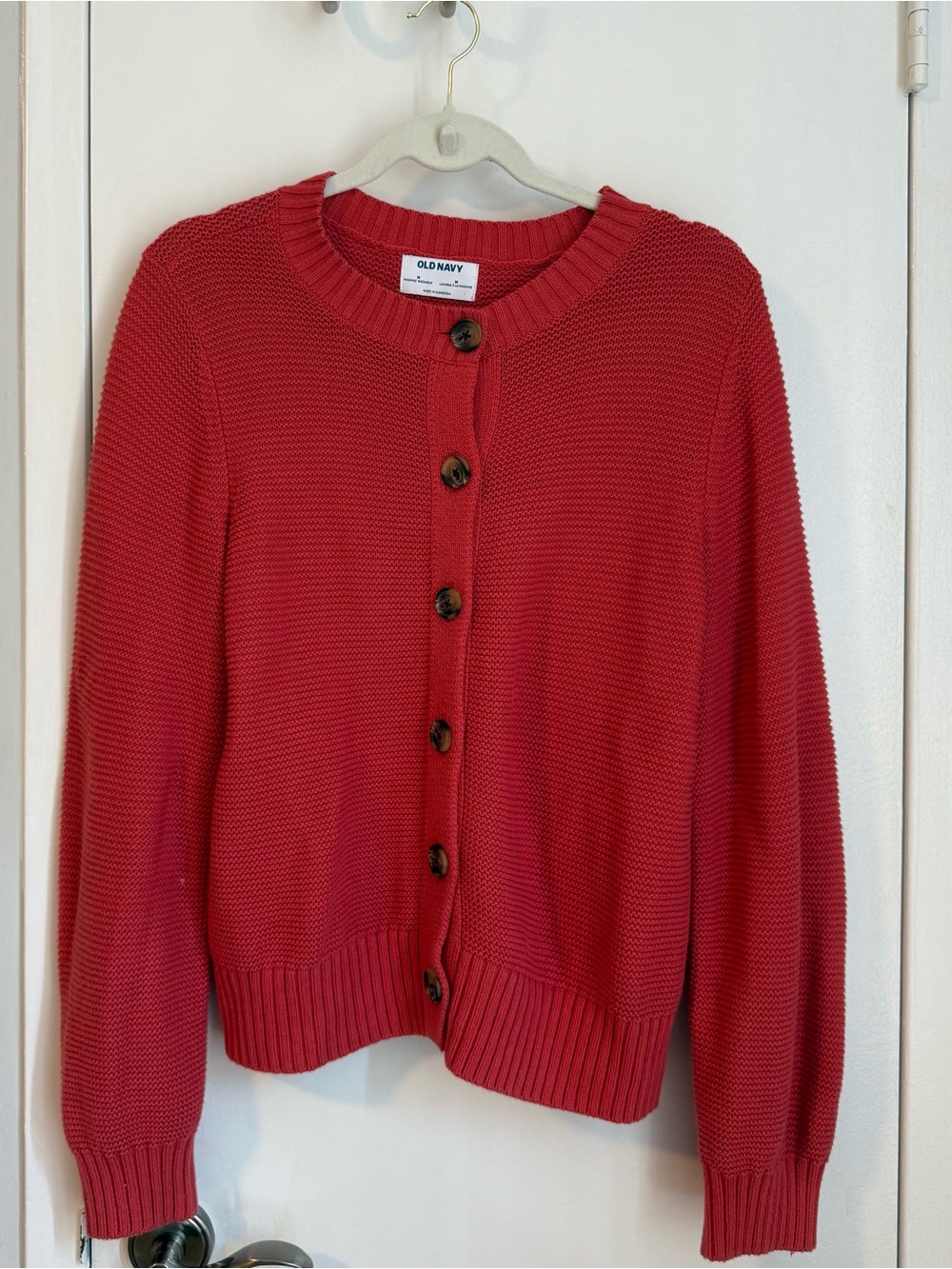 Old Navy Women's Bright Red Button-Front Knit Cardigan